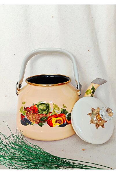 EBRULİEMAYE Vegetable Retro Enamel Teapot Kettle 2.5 Liters