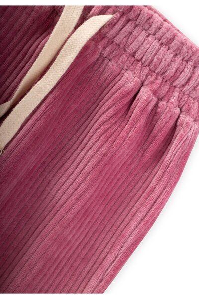 Cigit Fitilli Kadife Jogger Pantolon 1-10 Yaş Fuşya