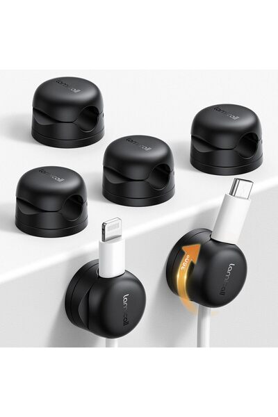 Lamicall منظم أسلاك مكون من 6 قطع، [ترقية قابلة للدوران] [قفل 1 ثانية] حامل كابل زنبركي - منظم أسلاك لاميكال