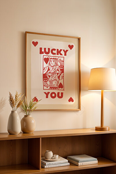 Basquiart Poster cu ramă din lemn din seria Lucky You, decor de perete nr:62