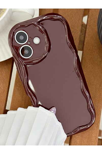 Go Aksesuar Iphone 17 Uyumlu Darbe Önleyici DALGALI BORDO ANTİŞOK Silikon Kılıf