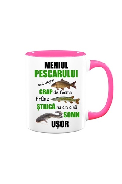 OEM Cană personalizată pentru pescar cu mesajul „Meniul pescarului”, Betaprin...
