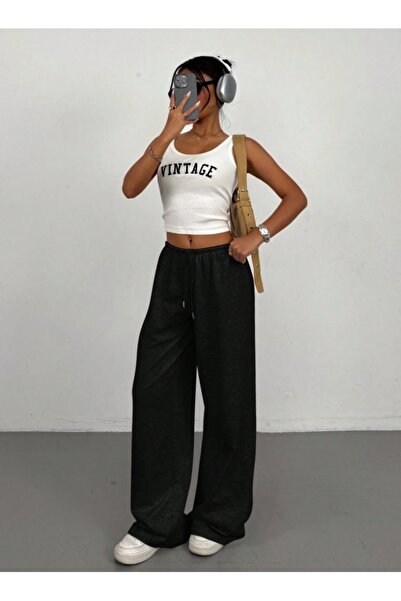 ELASSEL Χειμερινό σαρούνιστο μαύρο γυναικείο φαρδύ παντελόνι μεγάλου μεγέθους...