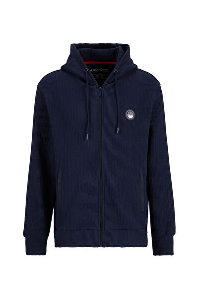 Discovery Expedition D5WM-SWT3796 Lacivert Kapüşon Yaka Relaxed Jakarlı Erkek...