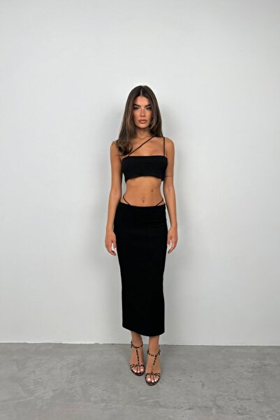 Wear Up    Strap Detail Strapless Textured Crop