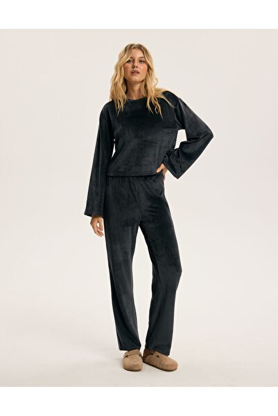 ESOTIQ BLOOVII Women's Two Piece Set Velvet Loungewear Sweatshirt & Pants Hom...