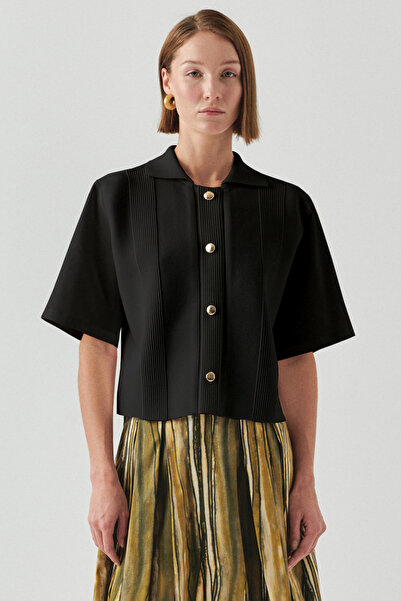 Exquise Short Sleeve Knitwear Garnished Poplin Regular Shirt