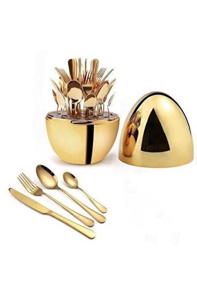 GIA'S WORLD Luxury Cutlery Set 24 Pieces Golden Stainless Steel Elegant - Ideal for New Home Gifts