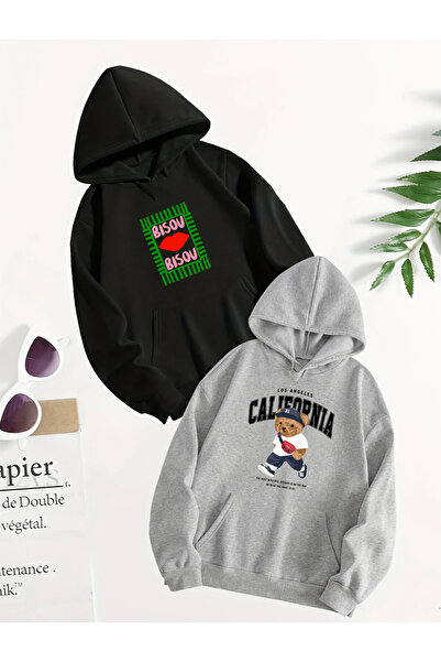 SUNFREE SET DE cu glugă SWEATSHIRTS UNISEX CU IMPRIMARE POPULARĂ TREND