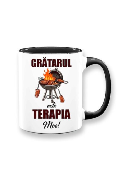 OEM Cană personalizată cu mesajul „Grătarul este terapia mea”, Betaprint, alb...