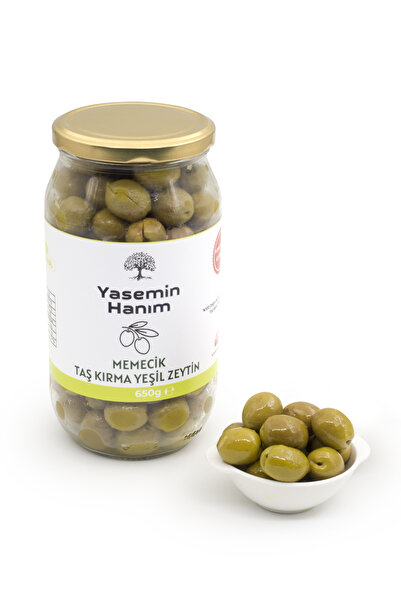 YASEMİN HANIM Memecik Taş Kırma Ev Yapımı Yeşil Zeytin 650Gr.