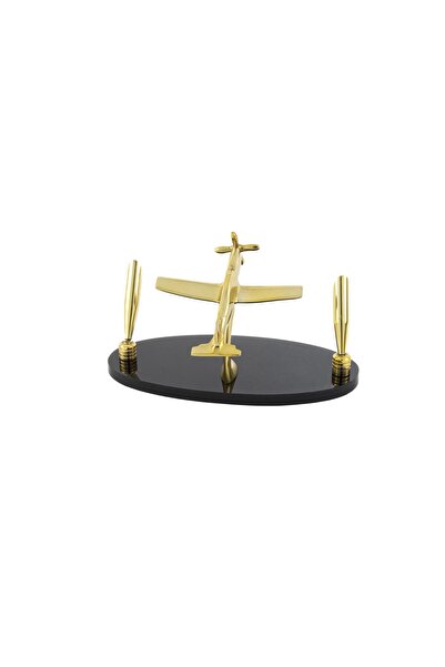 Mikasa Moor Suport pentru stilou decorat cu avion din aur negru 20x10x11cm