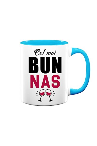 OEM Cană personalizată pentru unchi cu mesajul „Cel mai bun unchi”, model cu ceașcă, Betaprint, albă cu interior albastru