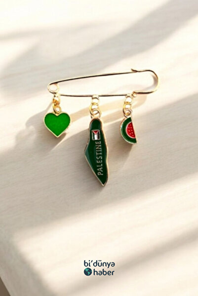 Bi Dünya Haber Sesimiz Filistin Yaka İğnesi ( Yeşil )