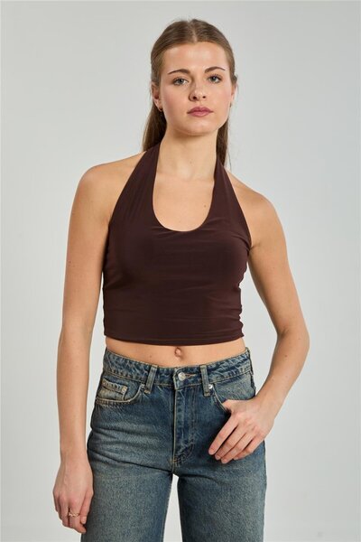 BARRELS AND OIL Women's Halter Neck Blouse - Brown