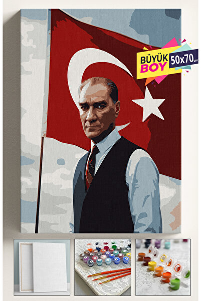 Corvo Sayılarla Boyama Seti Numaralı Tuval Fırça Boya Dahil Kasnaklı Set 50x7...