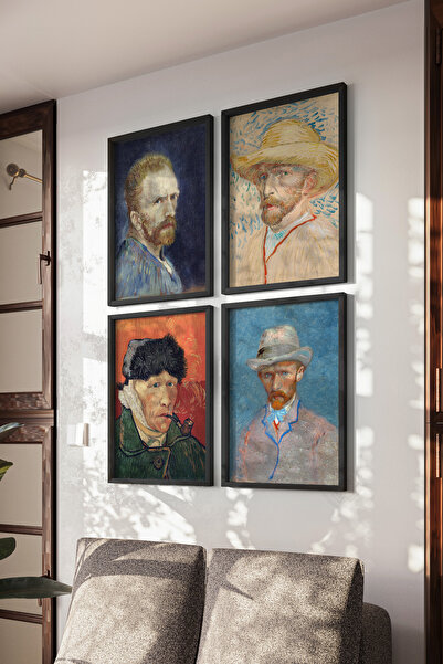 Basquiart Set de 4 postere cu ramă neagră Van Gogh, Setul de picturi nr.:47