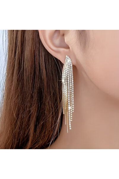 begüm jewelery GOLD SU YOLU ZİNCİRLERLE OLUŞAN TASARIM KÜPE