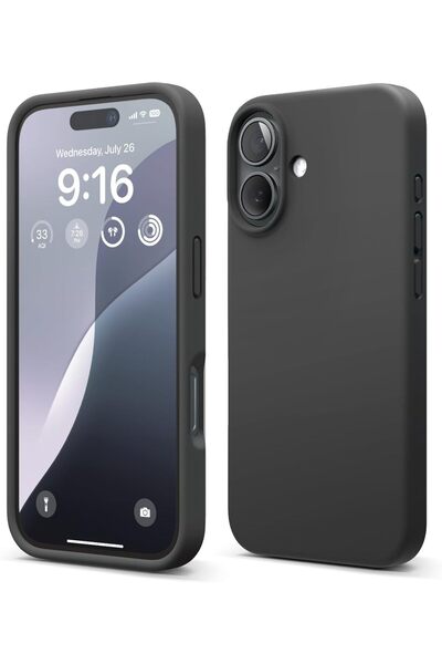 Merwish Apple Iphone 17 Uyumlu Içi Kadife Lansman Silikon Kılıf Kapak Siyah