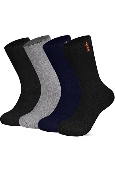 peru moda Termal Kışlık Kalın Havlu Çorap 4 Lü Renkli Ünisex Klasik