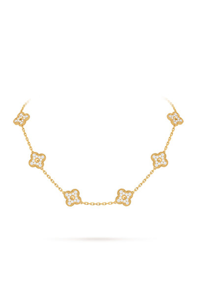 D&D Dora&Dora & Vintage Alhambra Kolye, 10 motif 925 Ayar Gümüş, Zirkon