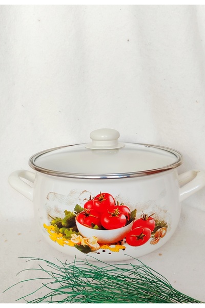 EBRULİEMAYE Tomato Enamel Pot 4 Liters 22 cm Diameter Milk Yogurt Soup Pot
