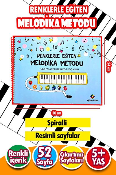 Harika Çocuk Yayınları 5+ Yaş Renklerle Eğiten Melodika Metodu - Spiralli-Renkli ve Çıkartmalı Müzik Eğitim Kitabı-52 Sayfa