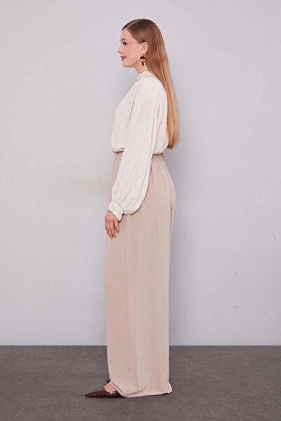 Levidor Beige Wide Leg Aerobin Trousers