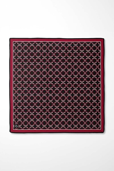 Levidor Red Elliptical Pattern Twill Silk Scarf