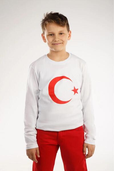 redbug kids Μακρυμάνικο κόκκινο βαμβακερό μπλουζάκι με φεγγάρι και αστέρια Σχ...
