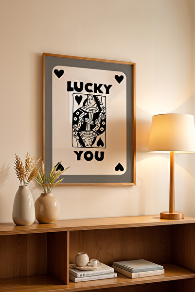 Basquiart Σειρά Lucky You, Ξύλινη Αφίσα με Πλαίσιο, Διακοσμητικό Τοίχου Αρ.:104