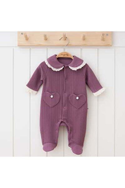 Bürümcüklü Kız Bebek Mürdüm Patikli Tulum