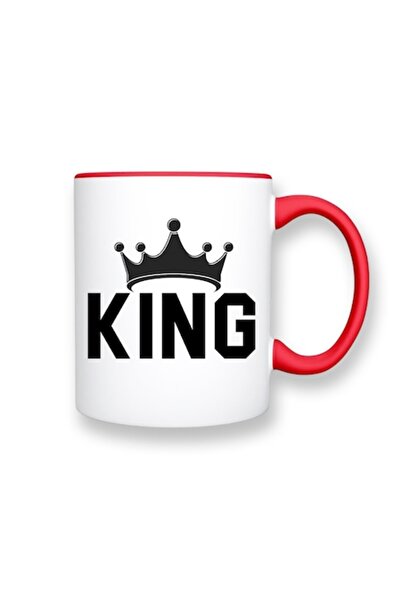 OEM Cană personalizată cu mesaj: „Rege”, model Crown, Betaprint, albă cu inte...