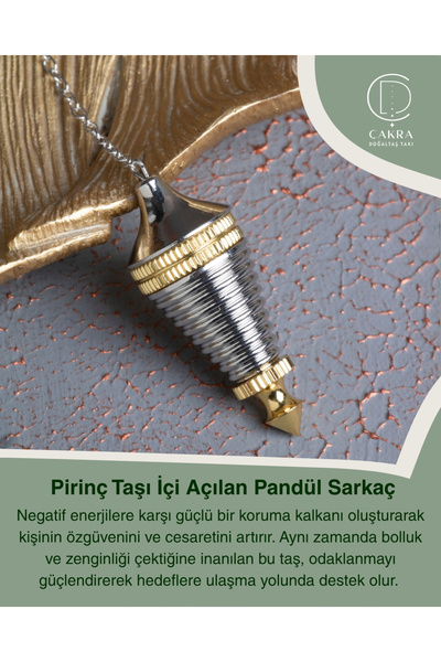 ÇAKRA DOĞAL TAŞ Pirinç Taşı İçi Açılan Pandül Sarkaç