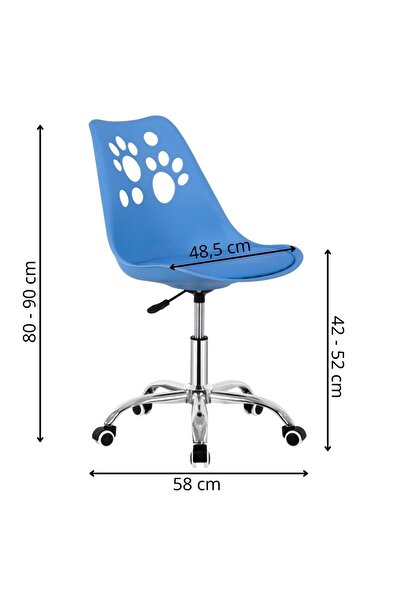 SERSIMO Scaun de birou ergonomic, cu șezut din spumă, reglabil pe înălțime, maxim 120 kg, 90x49x48 cm, albastru