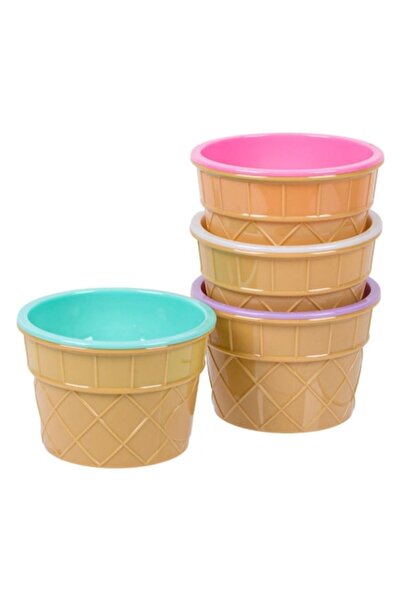 Maison du Paradis Set 4 boluri din plastic pentru înghețată în formă de vafă, Maison du Paradis, 200 ml