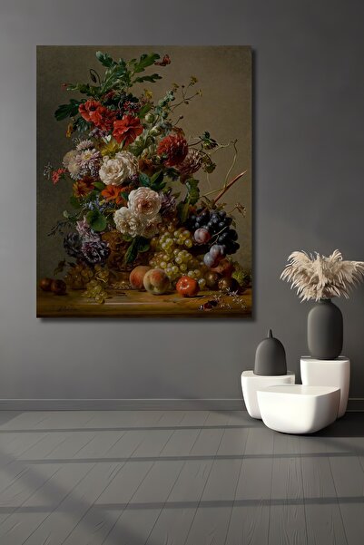 Teona Ahşap Coș decorativ din lemn dreptunghiular cu flori și fructe