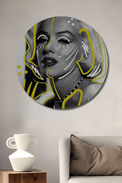 Teona Ahşap Tablou decorativ rotund din lemn cu arta lui Marilyn Monroe