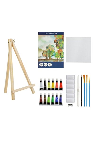 OEM Set Pictura, Acrilic, 42 Piese, Multicolor, Sevalet Lemn, Accesorii Pictura