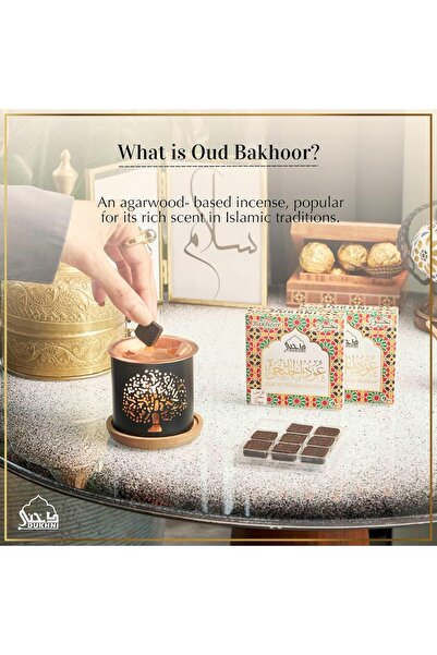 dukhni طقم بخور العود الخليجي | 2 × 9 قطع لكل قطعة وموقد بخور شجرة | البخور ا...