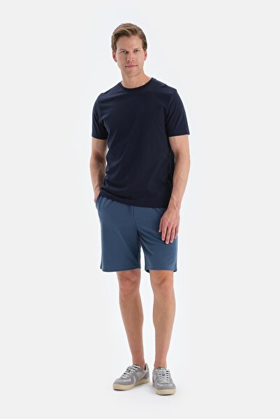 Eros Indigo Pocketed Lace-Up Modal Pique Shorts