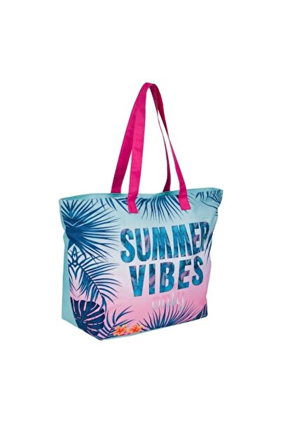 Maison du Paradis Geantă de plajă cu imprimeu de frunze tropicale Summer Vibe...