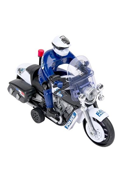 ANTBRO ® jucărie motocicletă de poliție cu șofer, sunete și lumini, alb/albastru