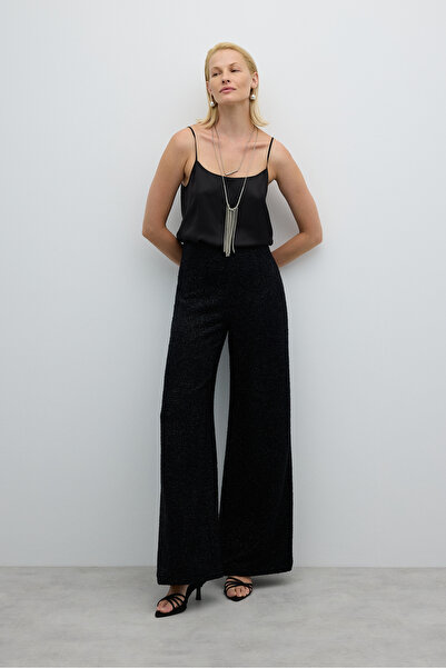 Roman Geniş Paça Pantolon Siyah K2612047_001