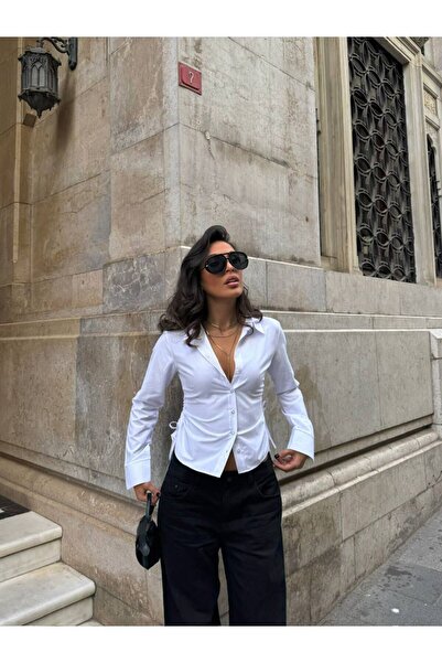 eBaa fashıon YAN BÜZGÜLÜ GÖMLEK