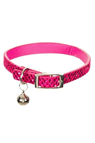 ANTBRO ® Котешка каишка, розова с брокат, предпазна щипка и звънец, 32x1 см