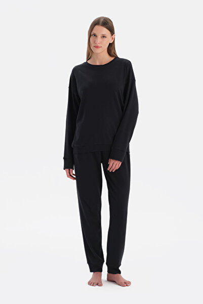 Eros Black Crew Neck Jogger Leg Celliant Pajama Set