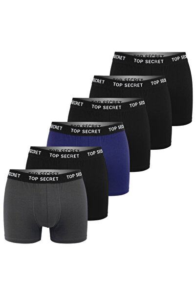 Top Secret Men's Cotton Boxers, Logo, Multicolor, set of 6 pieces.