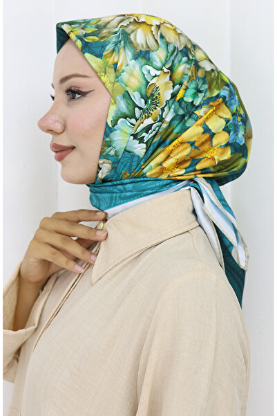 sefamerve Eșarfă digitală din raion 70299-06 Petrol