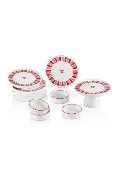 Kitchen Life Handmade 11 Piece Ribbon Footed Breakfast Set with Presentation Stand - Ribbon Breakfast Set